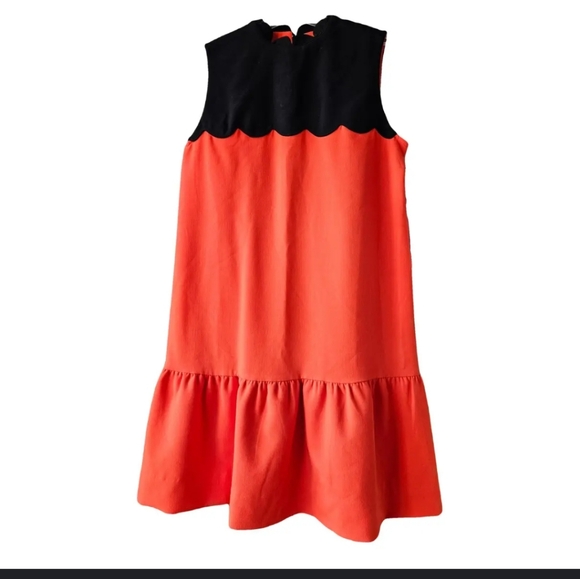 Victoria Beckham For Target Crew Neck Mini Shift Dress. Red with a black scallop - Picture 10 of 10